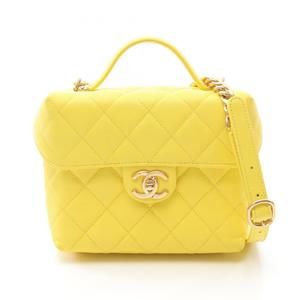 CHANEL Matelasse Small Shoulder Bag in Calfskin Leather, Yellow, AS3729